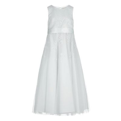 RJR.John Rocha Girls' white floral embellished mesh dress